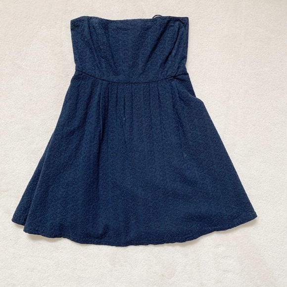 Zara Navy eyelet dress summer dress halter with pockets size small - Picture 1 of 7